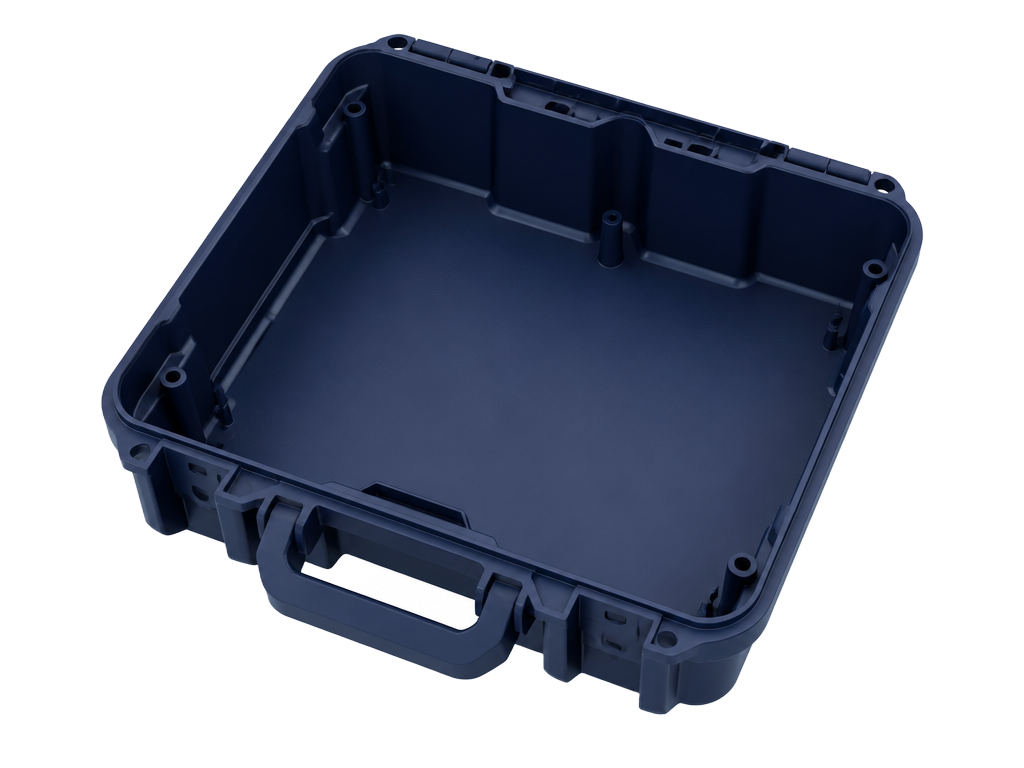 Rigid navy polymer outer shell